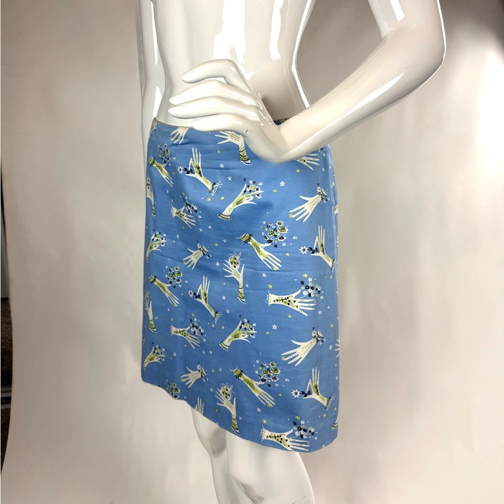 Randi M. Skirt with Vintage Gloves Blue and White EUC